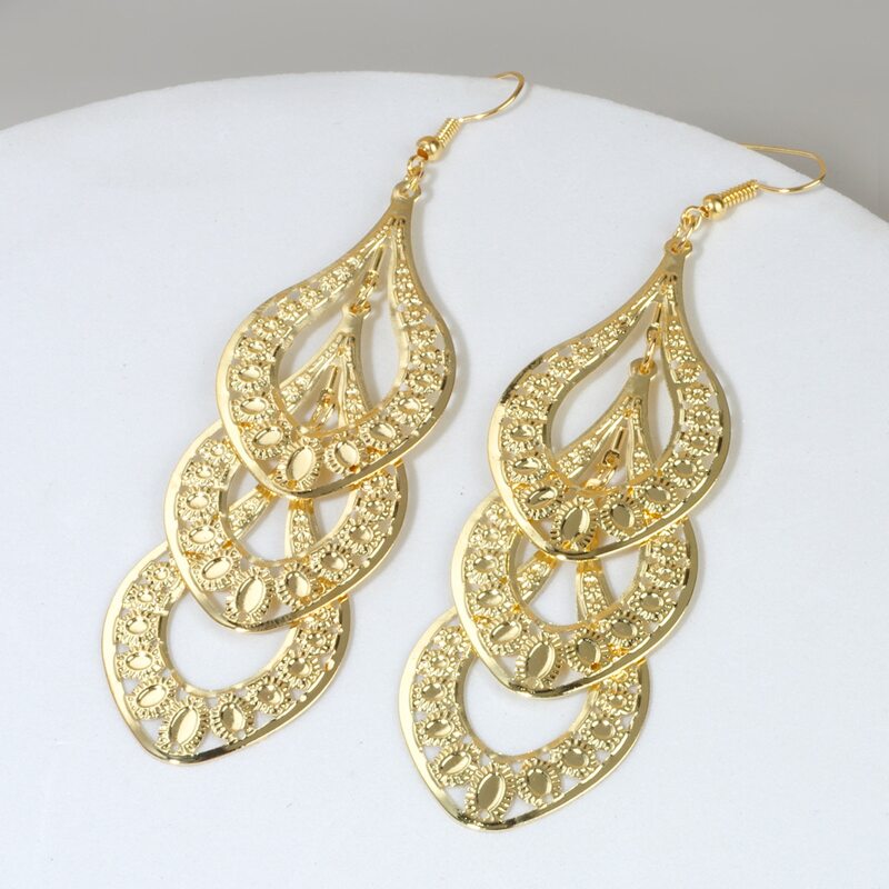 

Hollow Out Drop Earrings, Gold