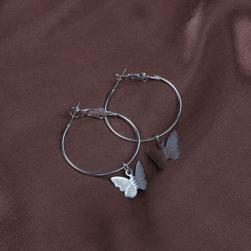 

Butterfly Hoop Earrings, Silver