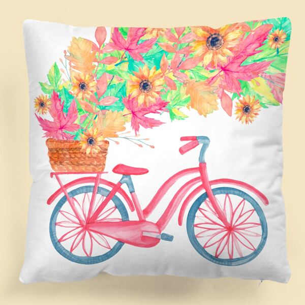 

Kids Bicycle Print Cushion Cover Without Filler, Multicolor