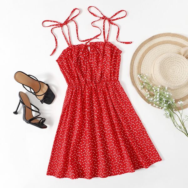 

Confetti Heart Knot Cami Sundress, Red