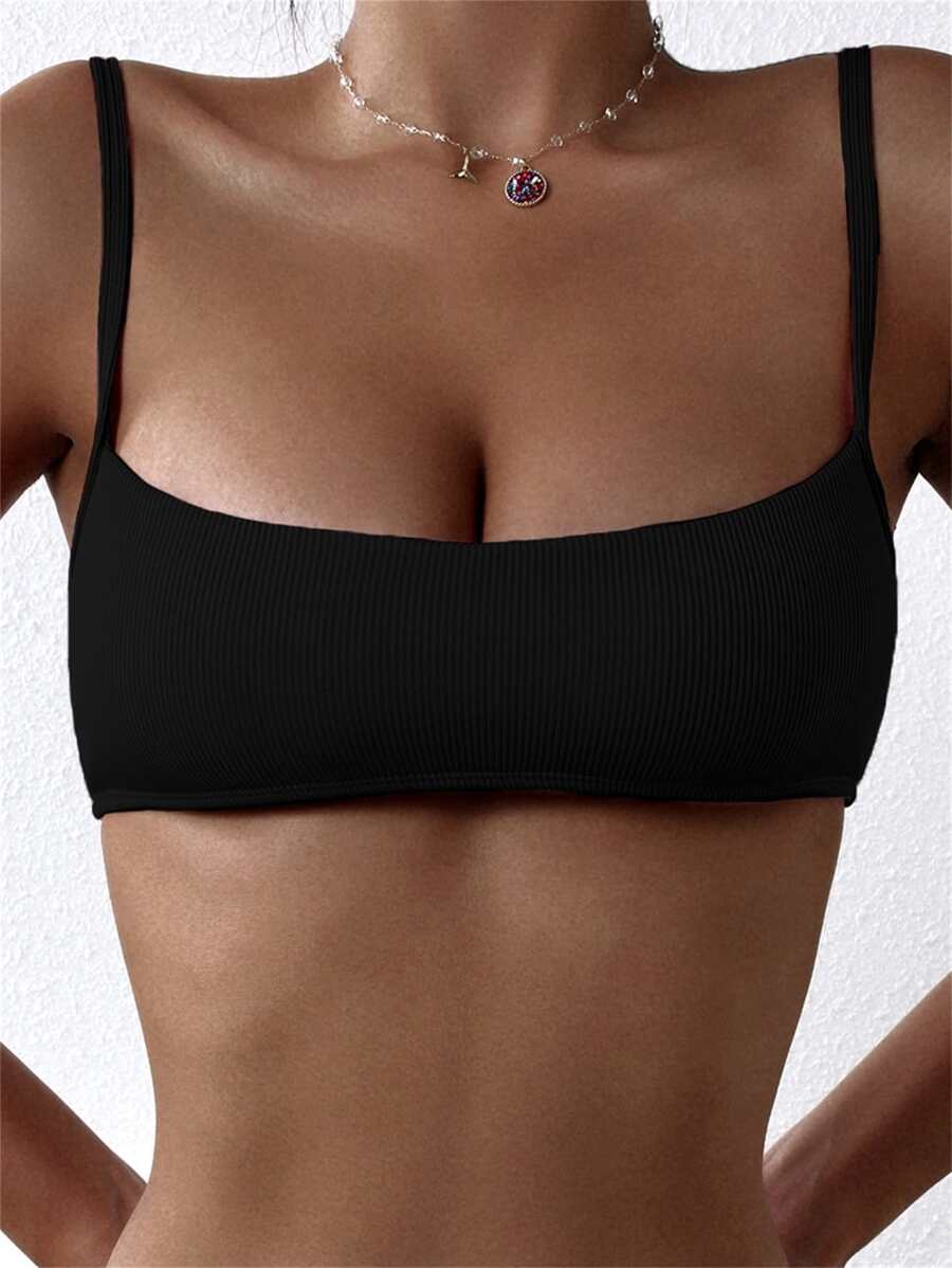 Swim Basics Summer Beach Plain Rib Bikini Top