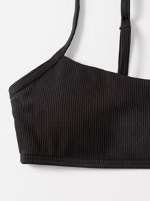 Swim Basics Summer Beach Plain Rib Bikini Top