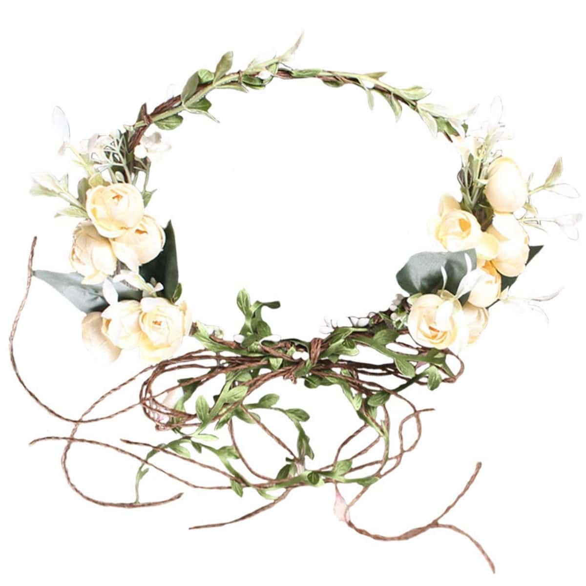 

1pc Artificial Wreath With Rope, Champagne