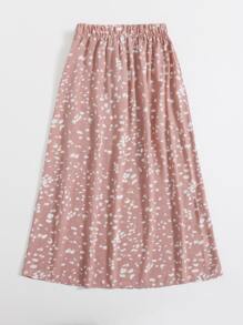 SHEIN Holidaya Allover Print Tie Front Skirt Fall Cloth For Women - Pink - View 2