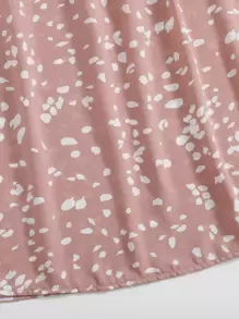 SHEIN Holidaya Allover Print Tie Front Skirt Fall Cloth For Women - Pink - View 5