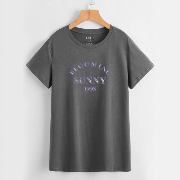 

Letter Graphic Short Sleeve Tee, Dark grey