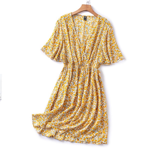 

Plus Ditsy Floral A-line Dress, Yellow