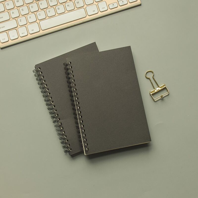 

1pc Plain Spiral Notebook, Black