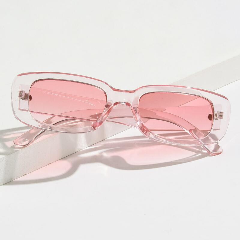 

Rectangle Clear Frame Sunglasses, Pink