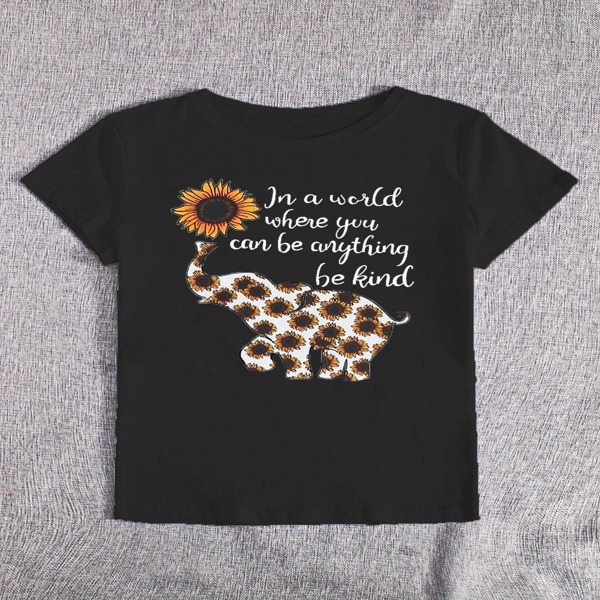 

Sunflower And Elephant Print Tee, Black