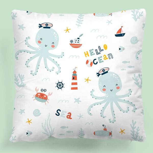 

Kids Cartoon Graphic Cushion Cover Without Filler, Multicolor