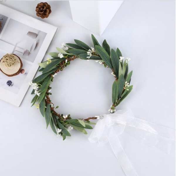 

1pc Artificial Olive Leaf Wreath, Green