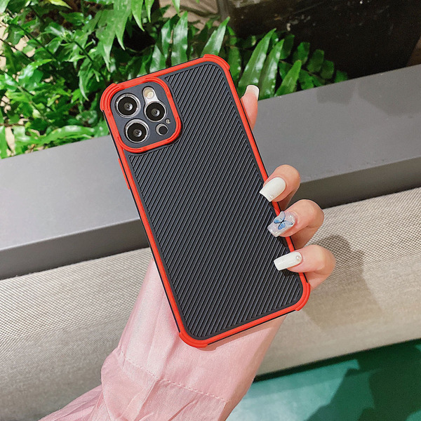 

Contrast Frame Textured Phone Case, Red