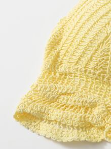 系带露背钩针比基尼上衣，适合夏季海滩度假 - 黃色 - 查看 5