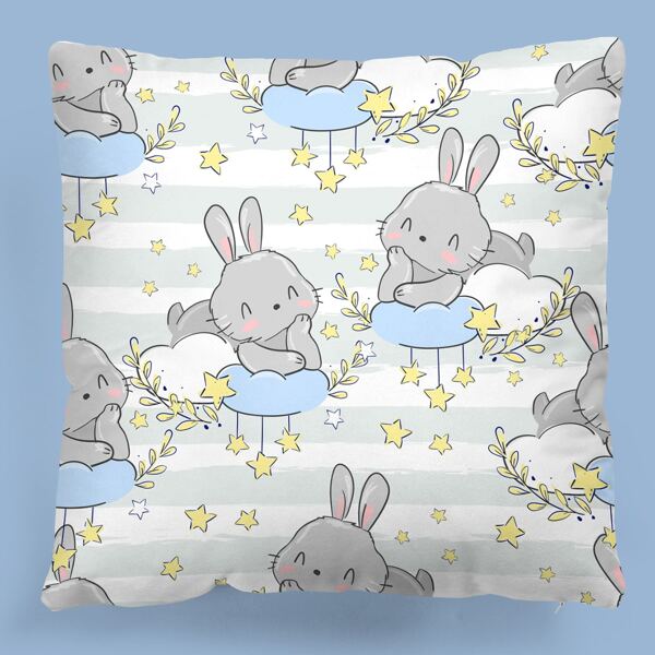 

Kids Rabbit Print Cushion Cover Without Filler, Multicolor