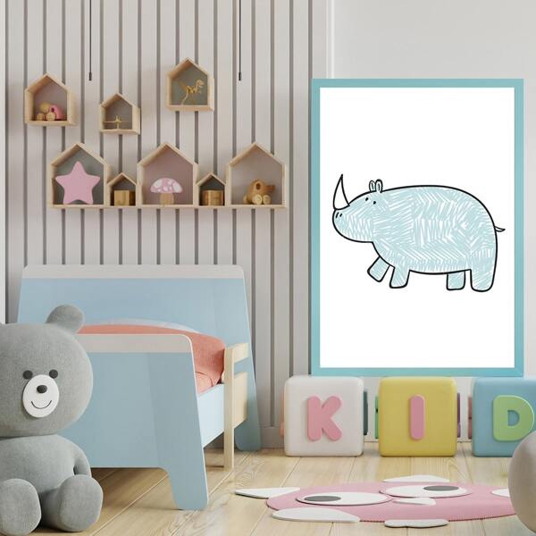 

Kids Cartoon Graphic Unframed Painting, White