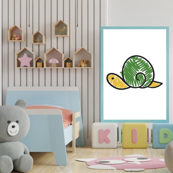 

Kids Cartoon Graphic Unframed Painting, White