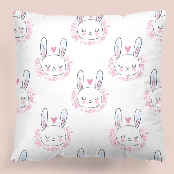 

Kids Rabbit Print Cushion Cover Without Filler, Multicolor