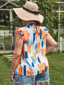 SHEIN VCAY Blusas Extra Grandes Botón Geométrico Bohemio - Multicolor - Ver 2