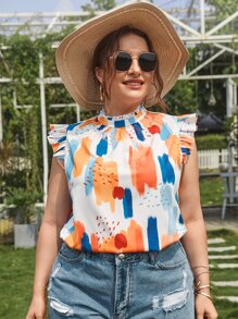 SHEIN VCAY Blusas Extra Grandes Botón Geométrico Bohemio - Multicolor - Ver 6