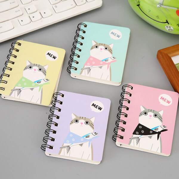 

1pc Cartoon Cat Print Random Notebook, Multicolor