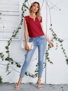 SHEIN Clasi 西裝領貝殼邊上衣 - 酒紅色 - 查看 5