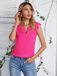 SHEIN Clasi 西裝領貝殼邊上衣 - 玫紅色 - 查看 1