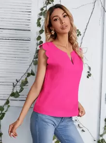SHEIN Clasi 西裝領貝殼邊上衣 - 玫紅色 - 查看 4