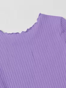 SHEIN EZwear Ribbed Lettuce-Edge Form-Fitting Top