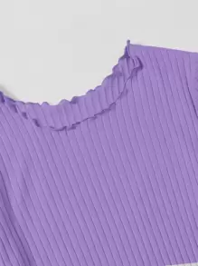 SHEIN EZwear Ribbed Lettuce-Edge Form-Fitting Top