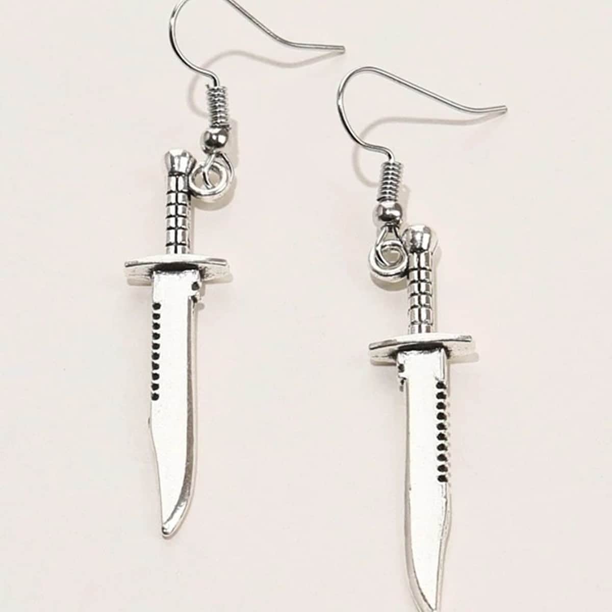 

Sword Drop Earrings, Silver