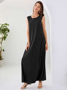 Al Najma Round Neck Tank Dress - Black - View 5