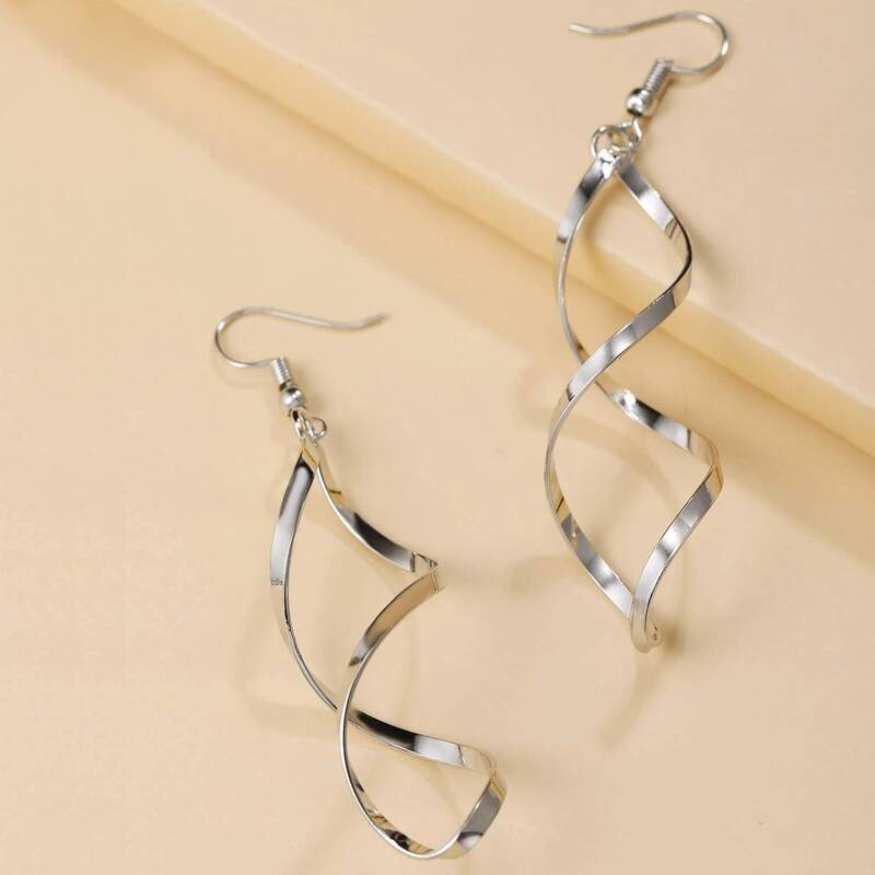 

Spiral Drop Earrings, Silver