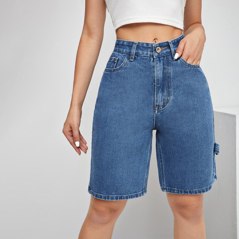 

Slant Pocket Denim Shorts, Medium wash