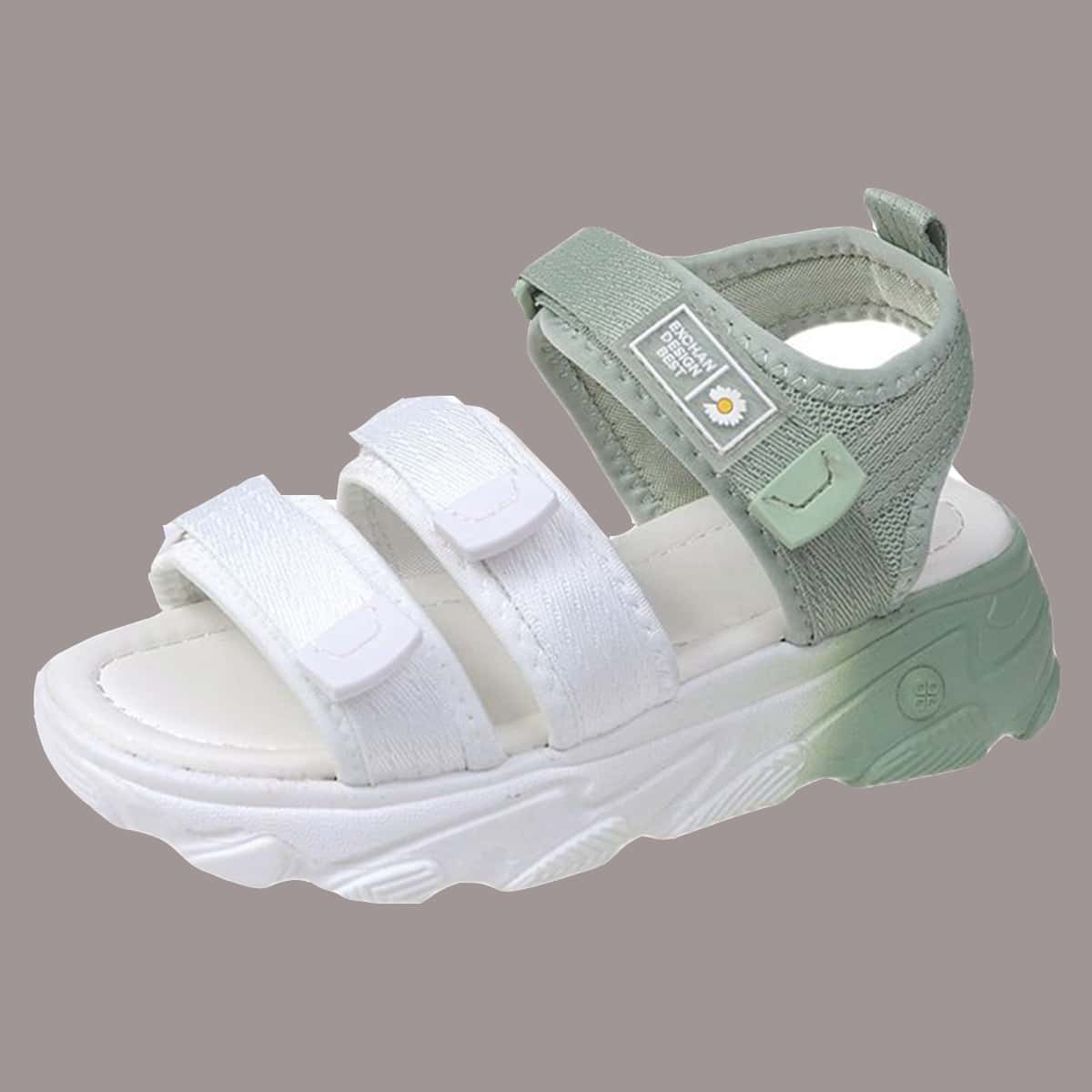 

Colorblock Velcro Strap Sandals, Multicolor