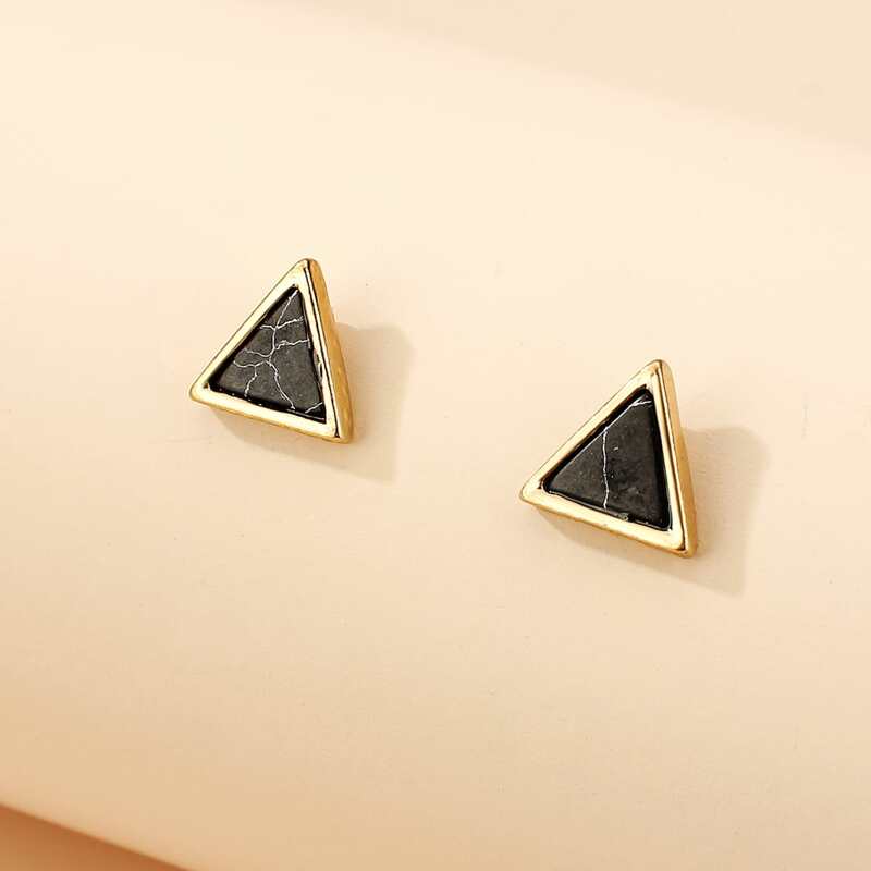 

Triangle Stud Earrings, Black
