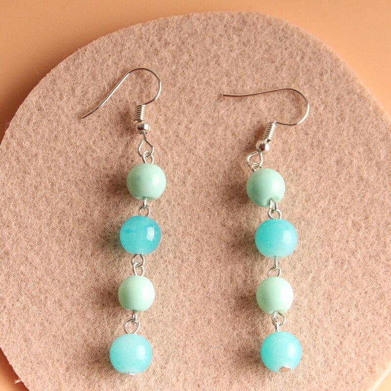

Round Ball Drop Earrings, Blue