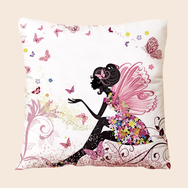 

Butterfly Print Cushion Cover Without Filler, Multicolor