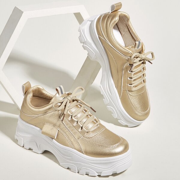 

Metallic Chunky Sneakers, Gold