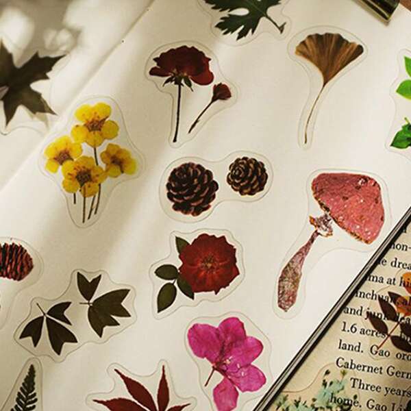 

40pcs Plant Print Random Sticker, Multicolor