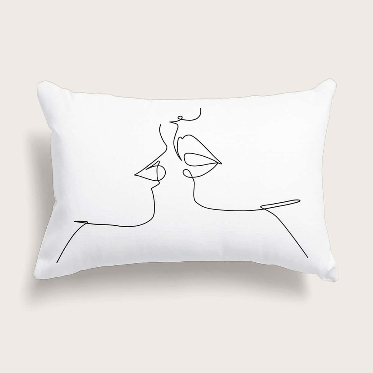 

Abstract Face Cushion Cover Without Filler, Black and white