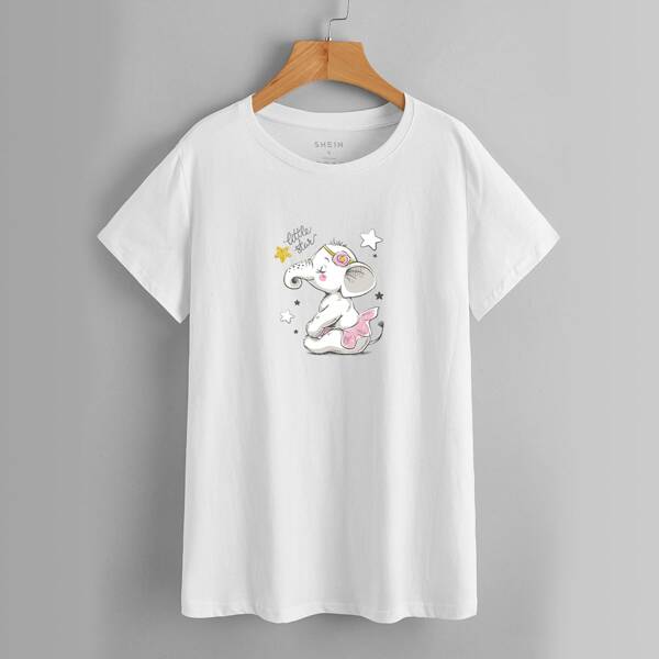 

Cartoon Graphic Crew Neck Tee, White