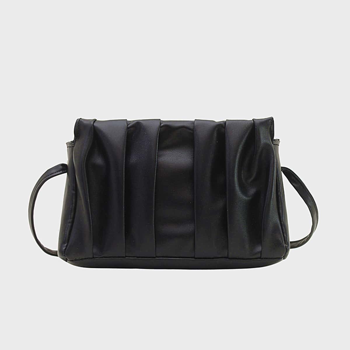 

Solid Ruched Crossbody Bag, Black