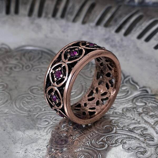 

Rhinestone Detail Ring, Bronze