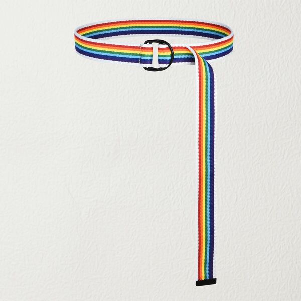 

Rainbow Striped Tape Belt, Multicolor