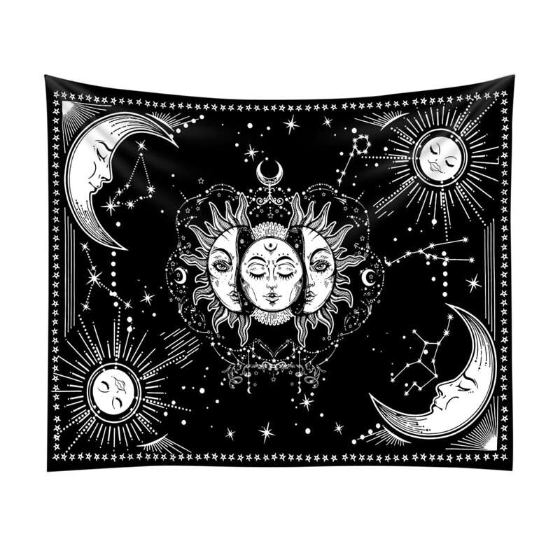 

Sun & Moon Print Tapestry, Black and white