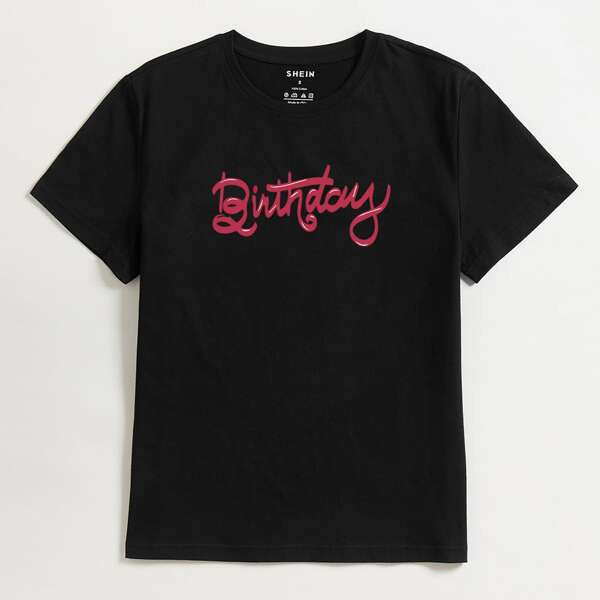 

Letter Graphic Crew Neck Tee, Black