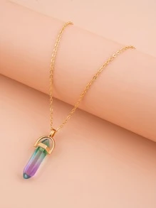 幾何吊墜項鍊 - 彩色 - 查看 2