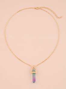 幾何吊墜項鍊 - 彩色 - 查看 3