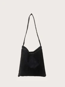 Corduroy Shoulder Bag - Black - View 1